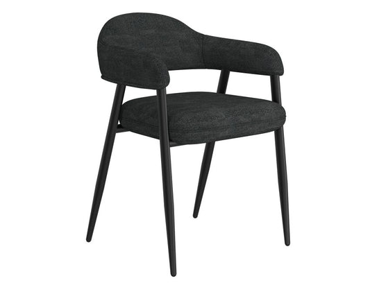 Charcoal Fabric and Black Dining Chair (Set of 2)