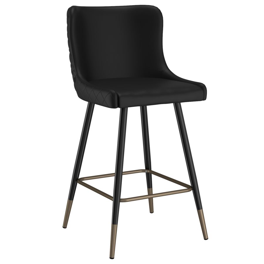 Black Faux Leather Stool - Set of 2