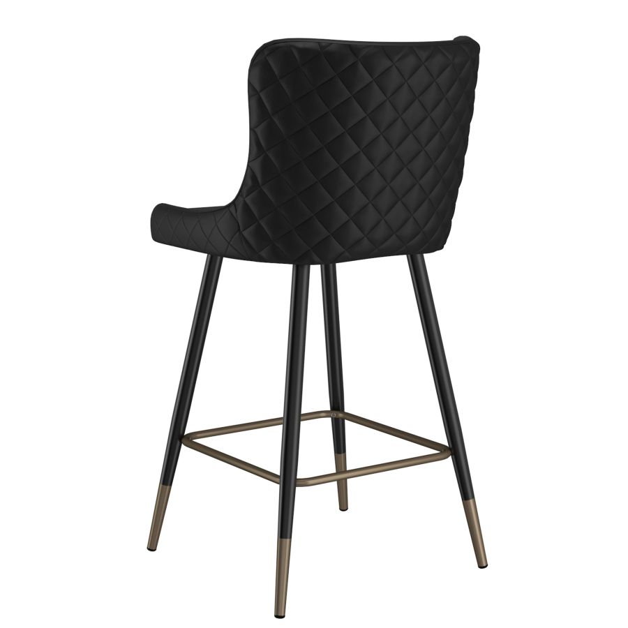 Black Faux Leather Stool - Set of 2