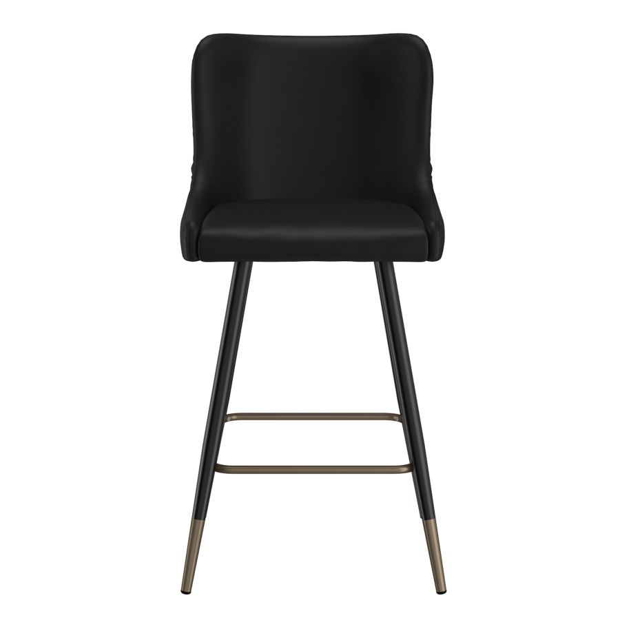 Black Faux Leather Stool - Set of 2