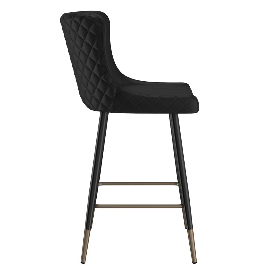 Black Faux Leather Stool - Set of 2
