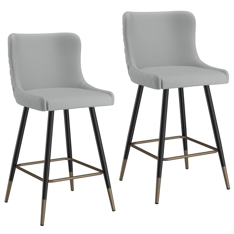 Grey Faux Leather Stool - Set of 2
