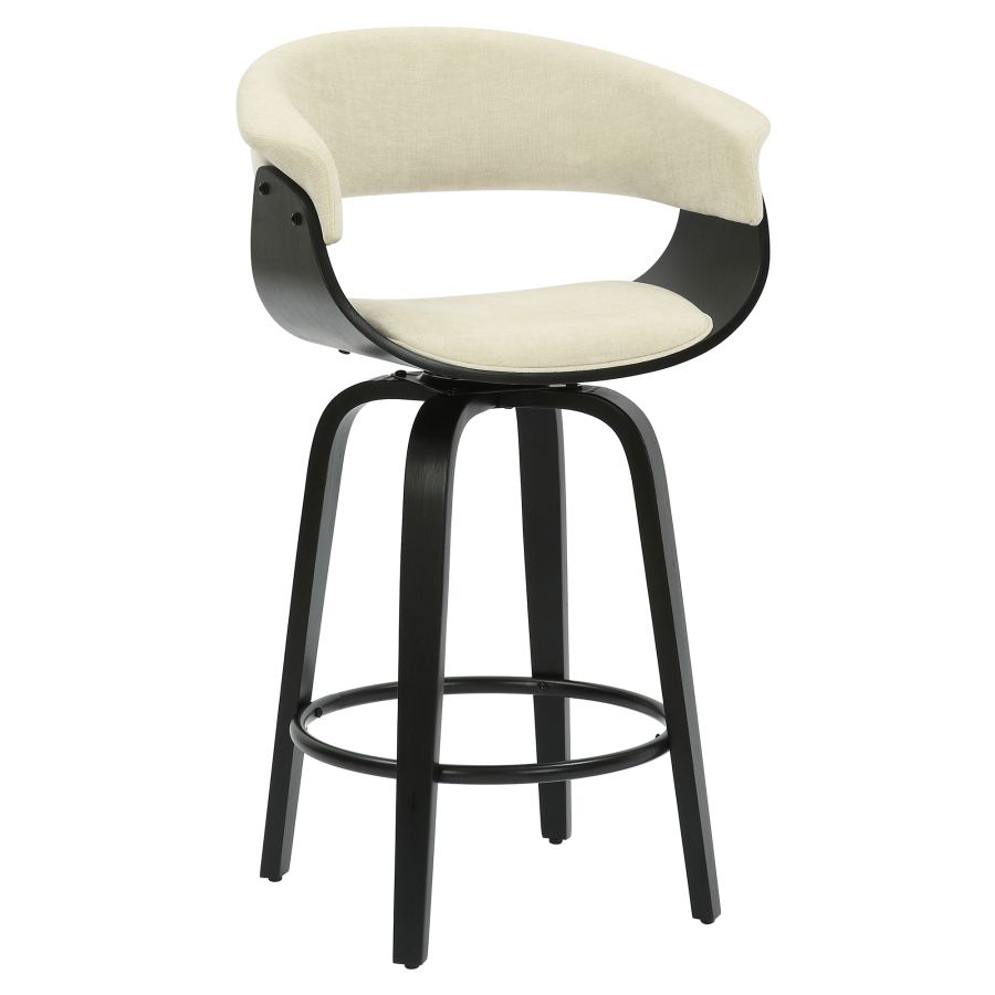 Black Bentwood Swivel Stool with Fabric Seat