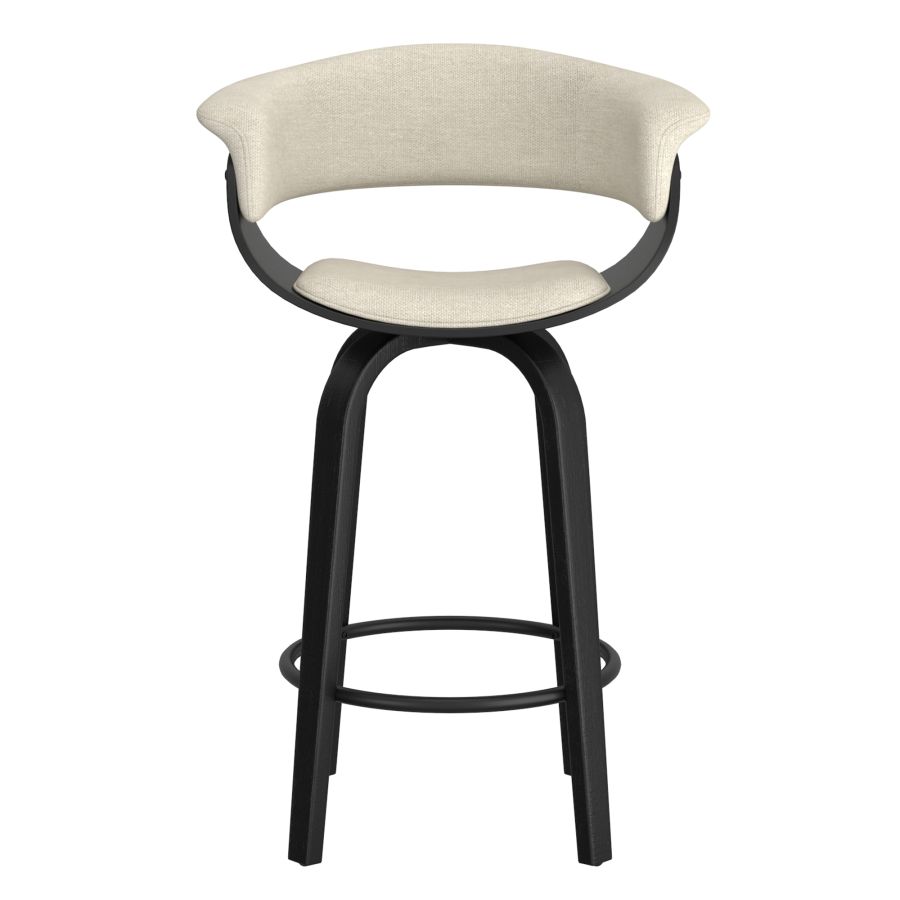 Black Bentwood Swivel Stool with Fabric Seat