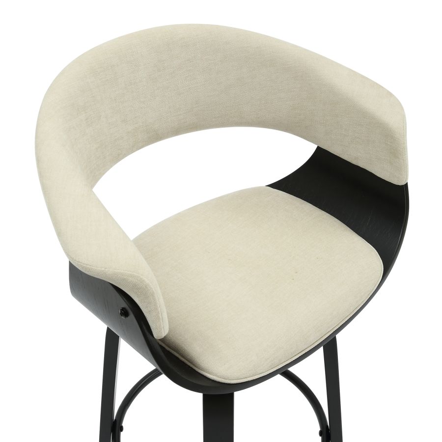 Black Bentwood Swivel Stool with Fabric Seat