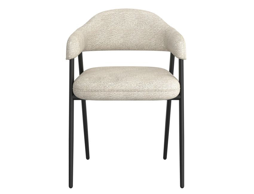 Beige Fabric and Black Dining Chair (Set of 2)