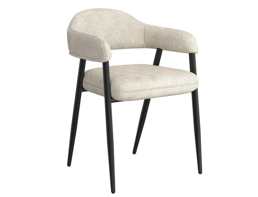 Beige Fabric and Black Dining Chair (Set of 2)