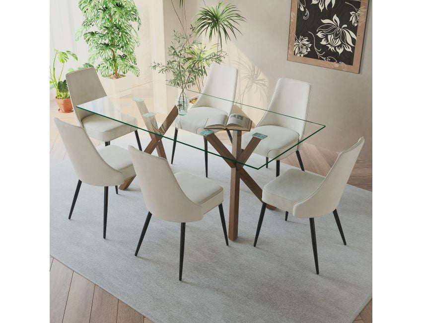 Beige and Black Dining Chair (Set of 2)