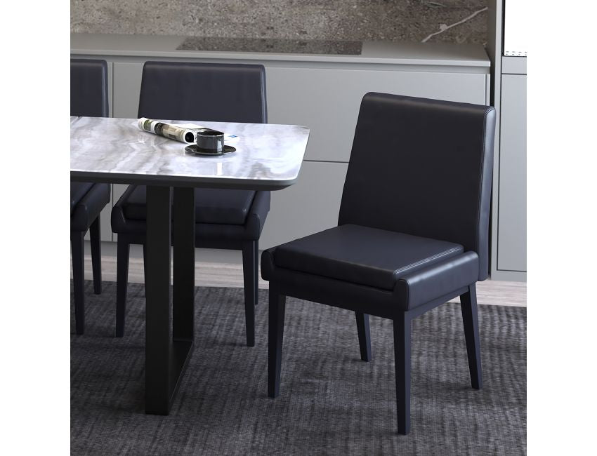 Black Faux Leather Dining Chair (Set of 2)
