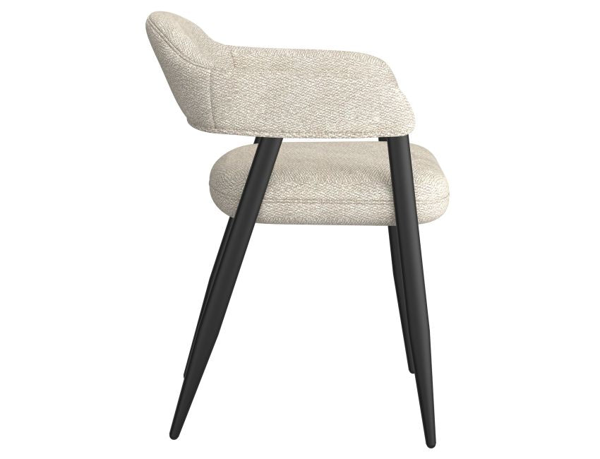 Beige Fabric and Black Dining Chair (Set of 2)
