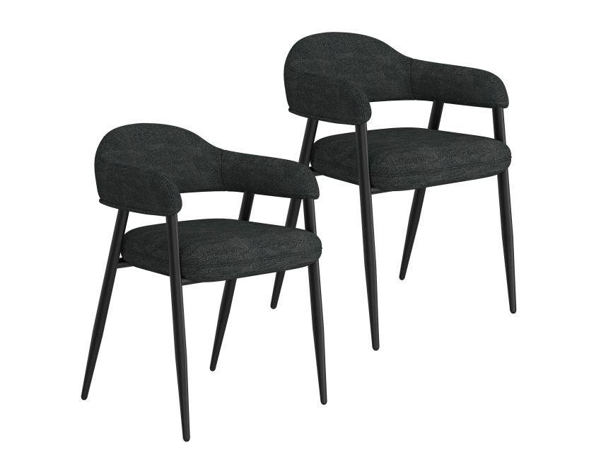 Charcoal Fabric and Black Dining Chair (Set of 2)