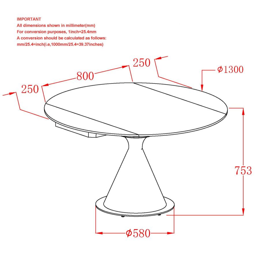 Round Pedestal Dining Table w/Extension