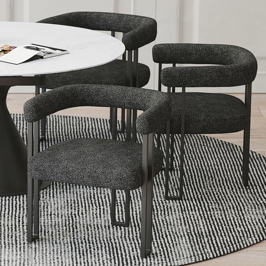 Charcoal Boucle and Black Dining Chair (Set of 2)