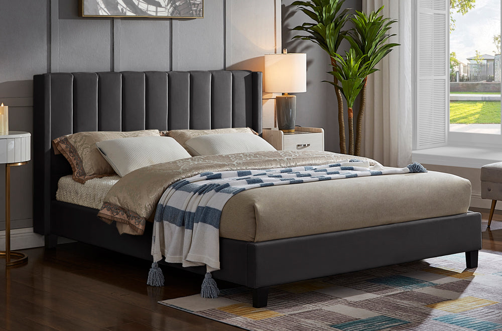 Velvet Vertical Panel Bed