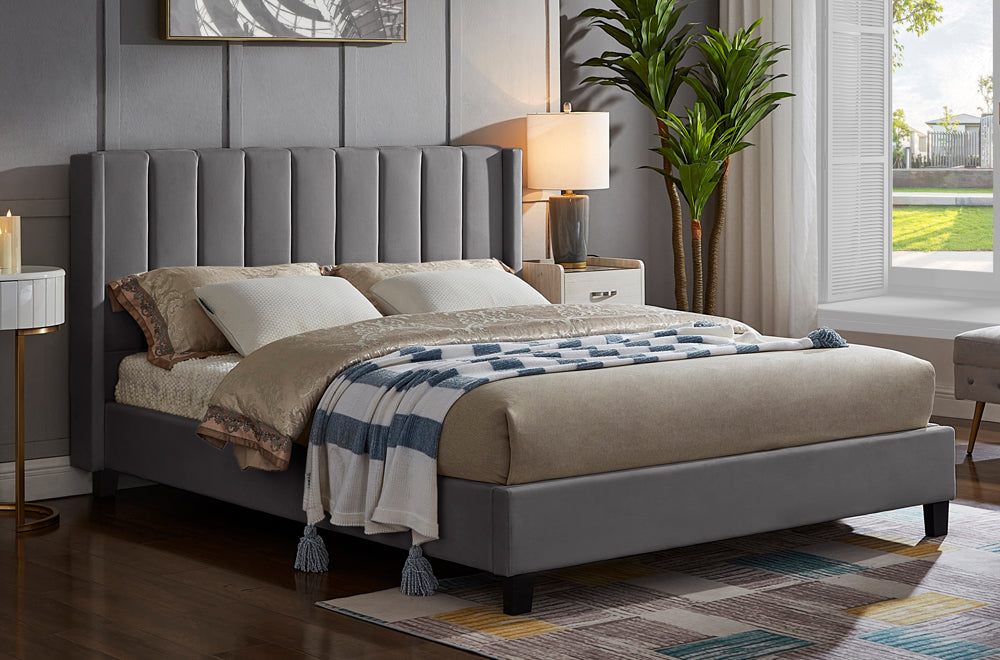 Velvet Vertical Panel Bed