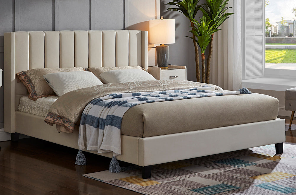 Velvet Vertical Panel Bed