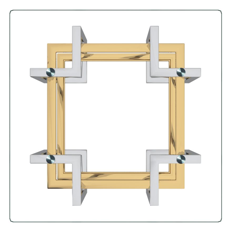 Glass Accent Table with Silver and Gold Detail