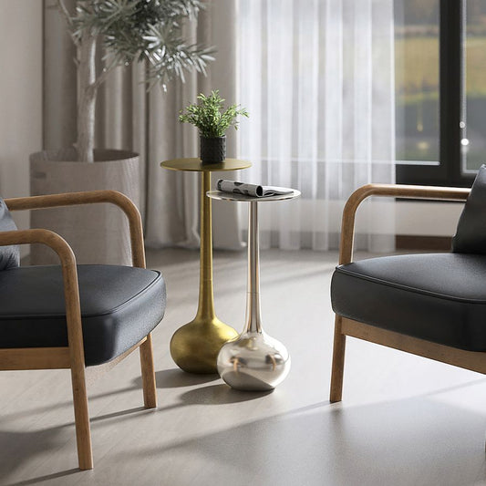 Two-Piece Accent Table Set in Antique Gold and Silver