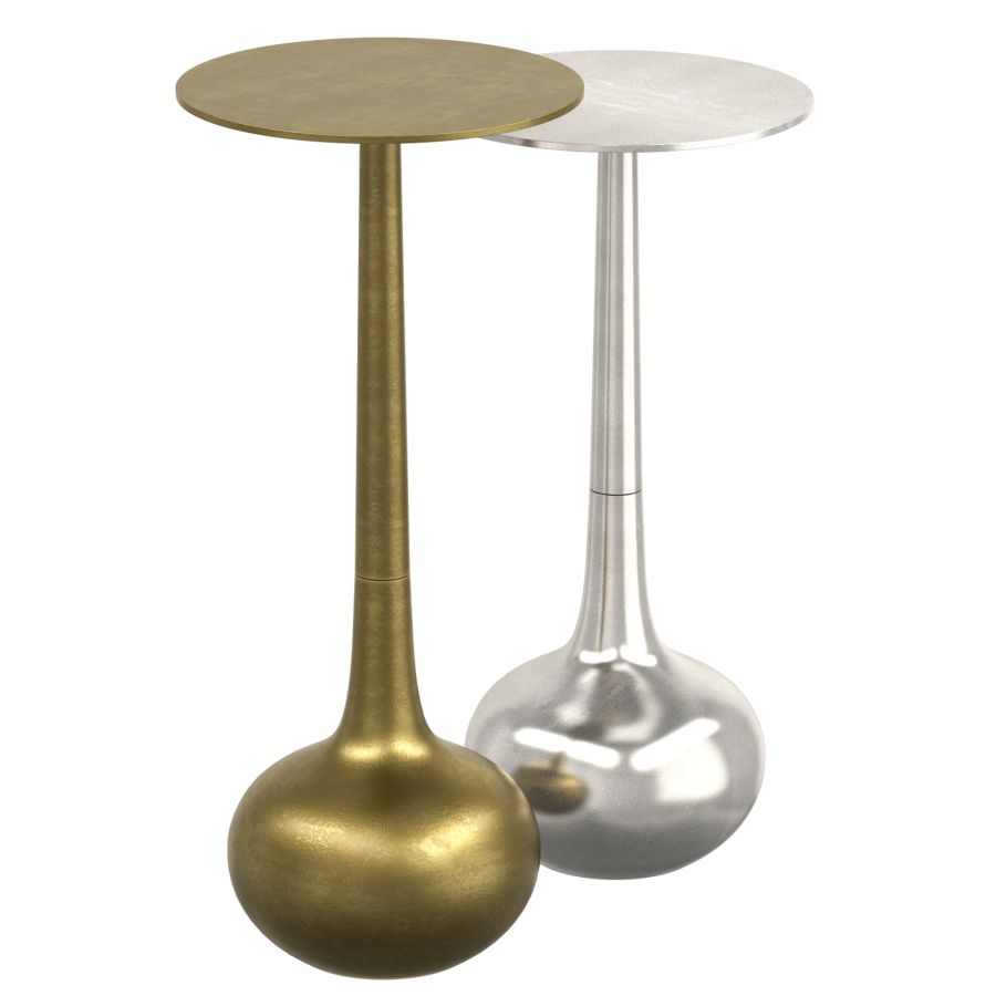 Two-Piece Accent Table Set in Antique Gold and Silver