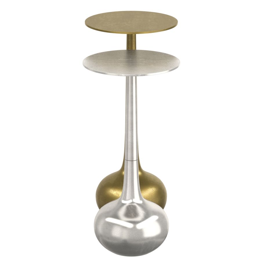 Two-Piece Accent Table Set in Antique Gold and Silver