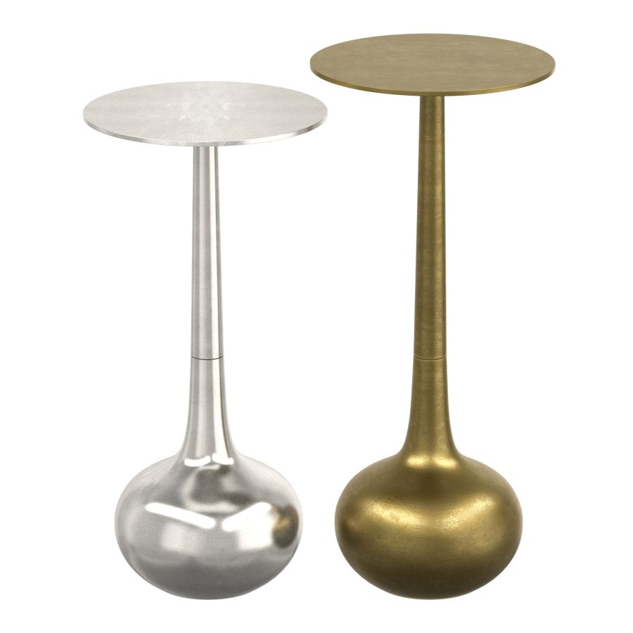 Two-Piece Accent Table Set in Antique Gold and Silver