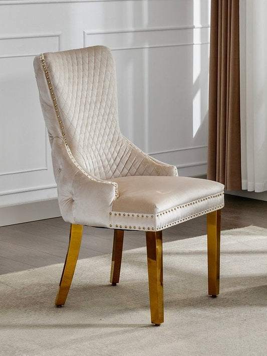 Creme Velvet Dining Chairs (Set of 2)