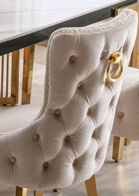Creme Velvet Dining Chairs (Set of 2)