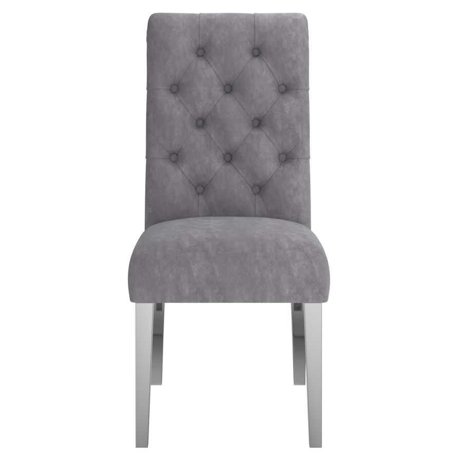 Grey Velvet Dining Chairs with Rolled Back Design (Set of 2)