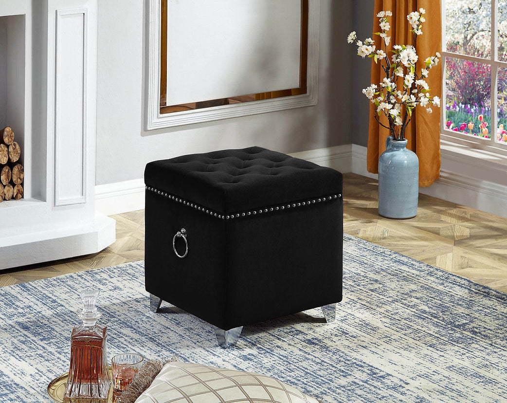 Velvet Storage Ottoman