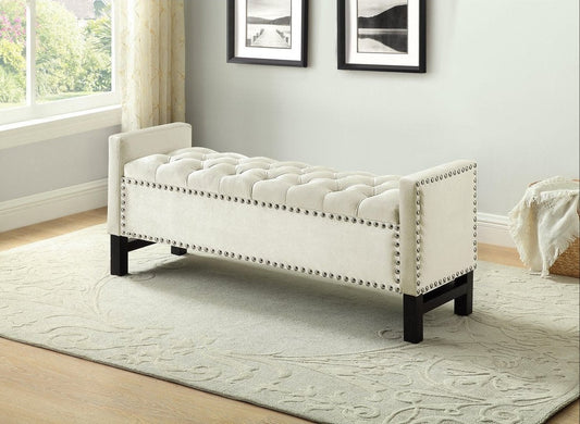 Velvet Storage Bench with Deep Tufting