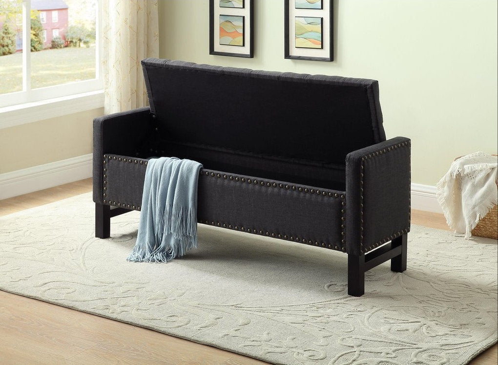 Fabric Storage Bench with Deep Tufting