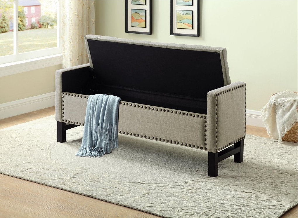 Fabric Storage Bench with Deep Tufting