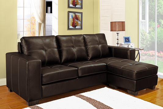 Bonded Leather Sectional with Contrast Stitching