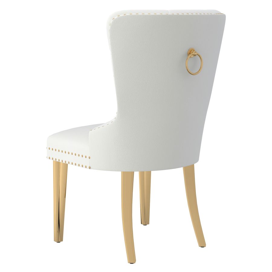 Ivory Dining Chairs with Gold Legs (Set of 2)