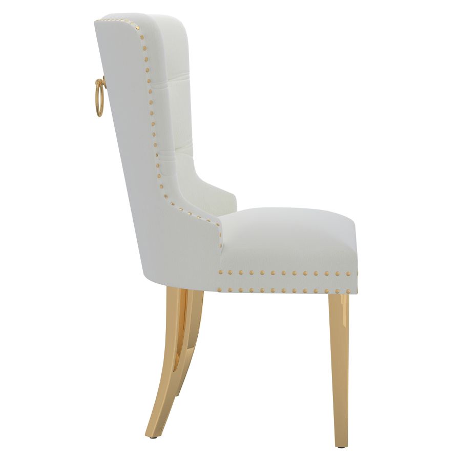 Ivory Dining Chairs with Gold Legs (Set of 2)