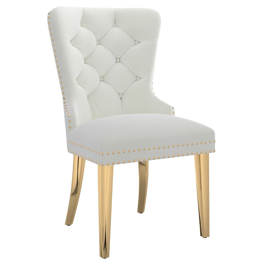 Ivory Dining Chairs with Gold Legs (Set of 2)