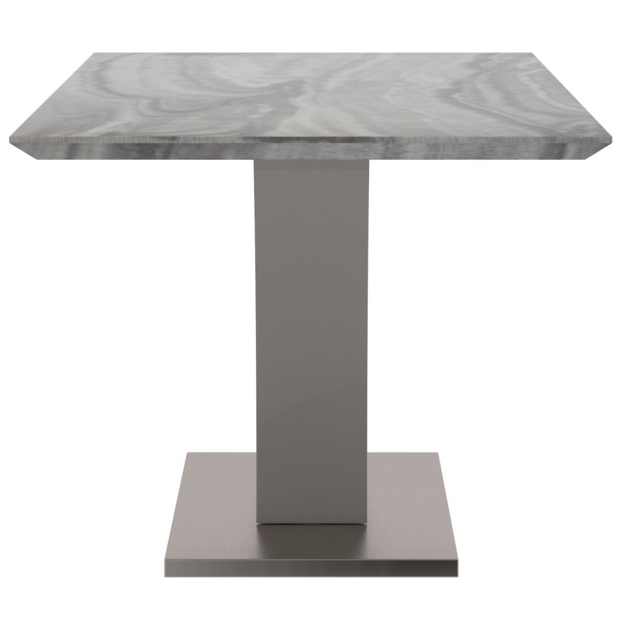 Faux Marble Dining Set with Blue Velvet Chairs