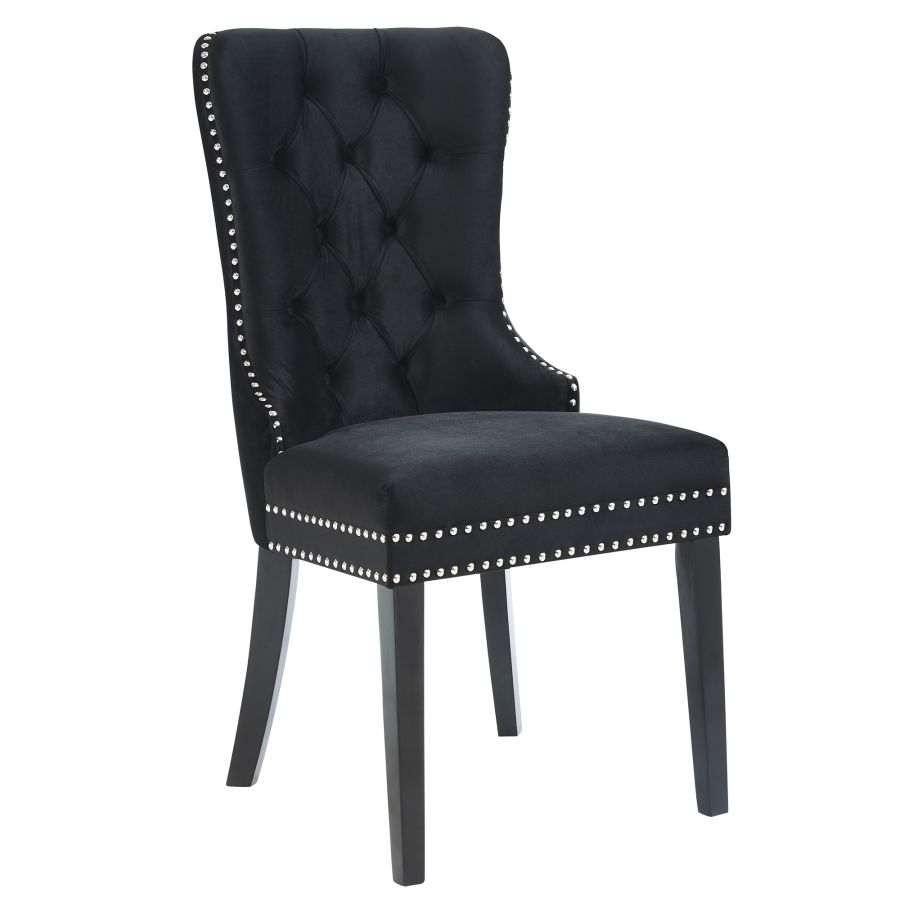 Velvet Dining Chair with Nailhead Details (Set of 2)