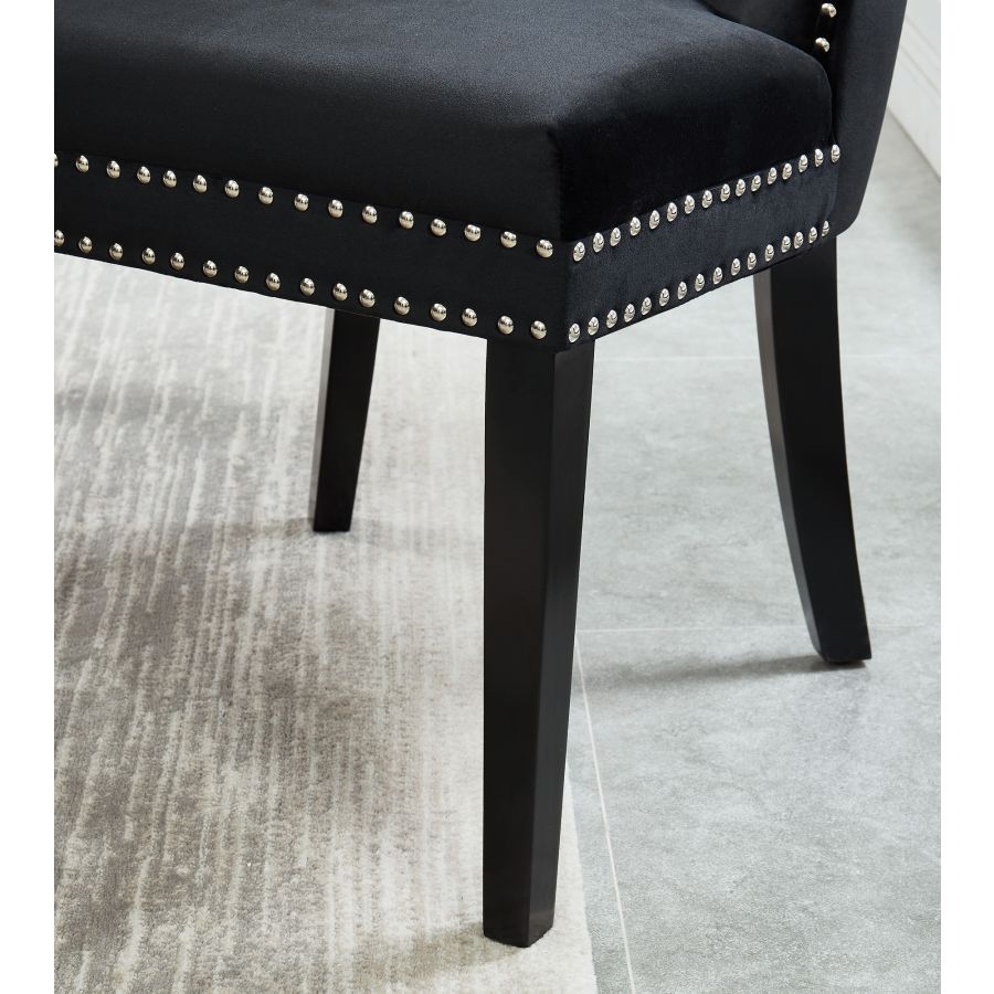 Velvet Dining Chair with Nailhead Details (Set of 2)