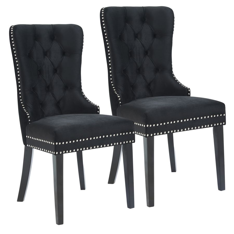 Velvet Dining Chair with Nailhead Details (Set of 2)