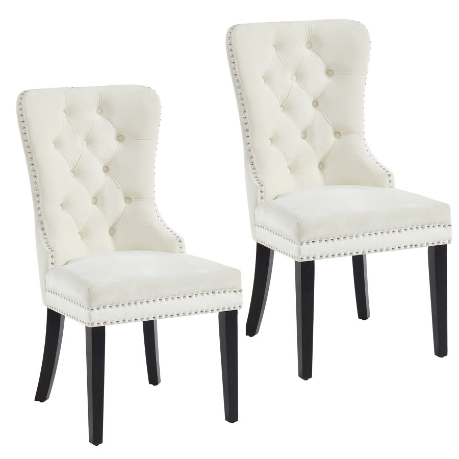 Velvet Dining Chair with Nailhead Details (Set of 2)