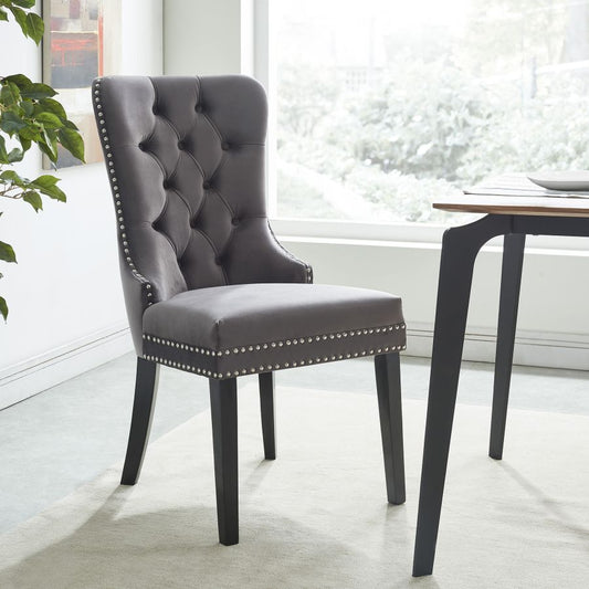 Velvet Dining Chair with Nailhead Details (Set of 2)
