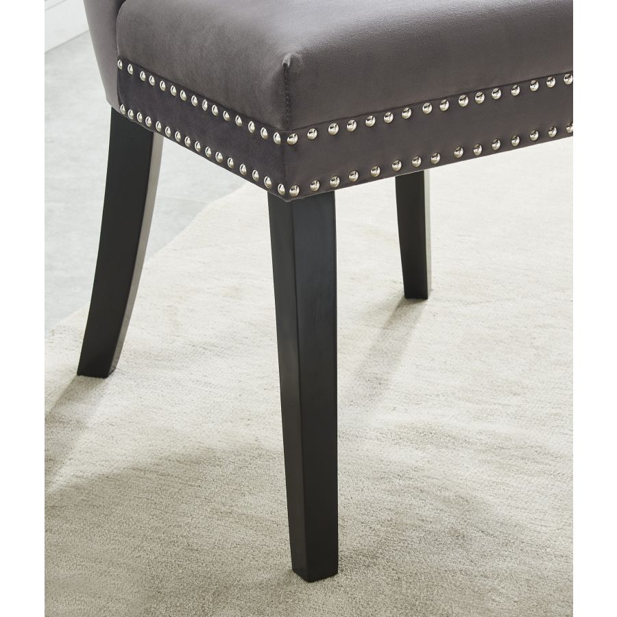 Velvet Dining Chair with Nailhead Details (Set of 2)