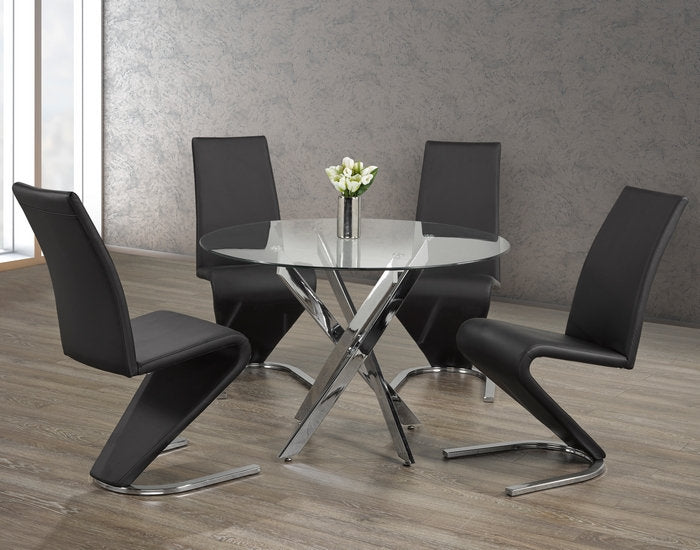 Round Tempered Clear Glass Dining Set with Chairs