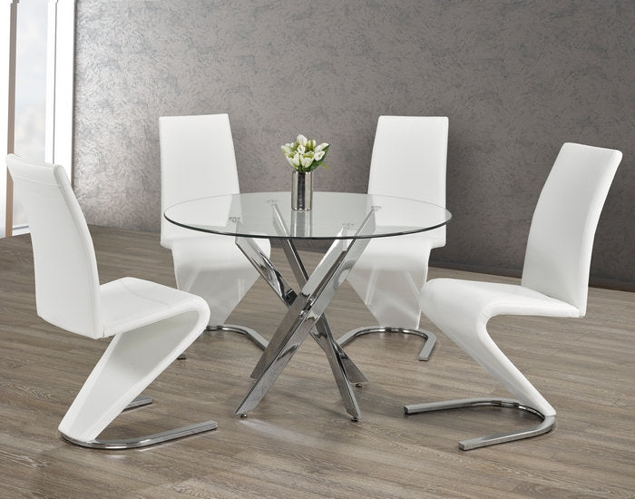 Round Tempered Clear Glass Dining Set with Chairs