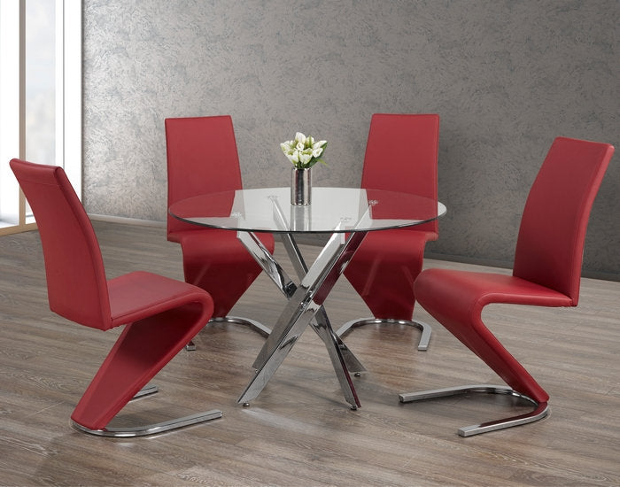 Round Tempered Clear Glass Dining Set with Chairs