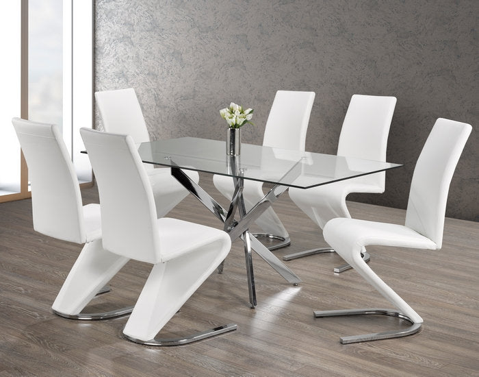Rectangle Tempered Clear Glass Dining Set with Chairs