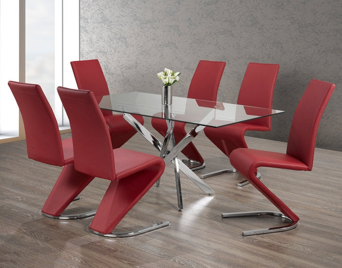 Rectangle Tempered Clear Glass Dining Set with Chairs