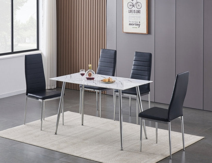 Tempered Marble Glass Dining Set with Chairs