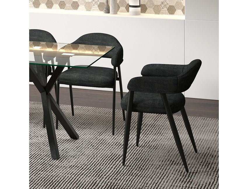 Charcoal Fabric and Black Dining Chair (Set of 2)